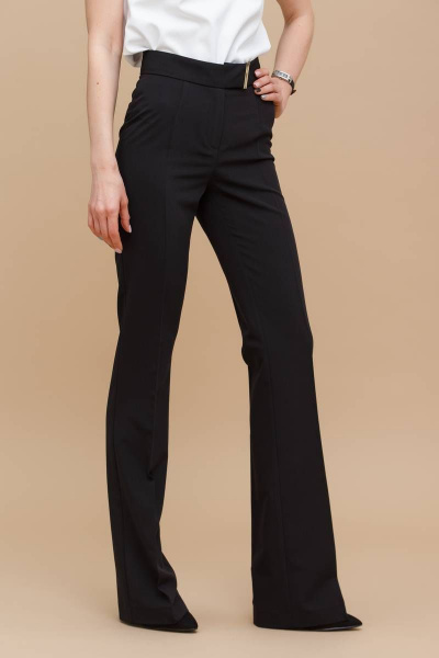 Клеш брюки с высокой талией и декоративными элементами для стильного образа Domna 12094 черный(164) - фото 3