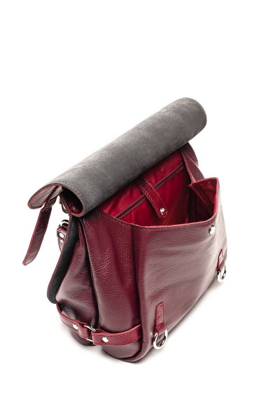 Зеленая кожаная сумка из двух отделений с ремнем Igermann 16С744 КВ6 - фото 5