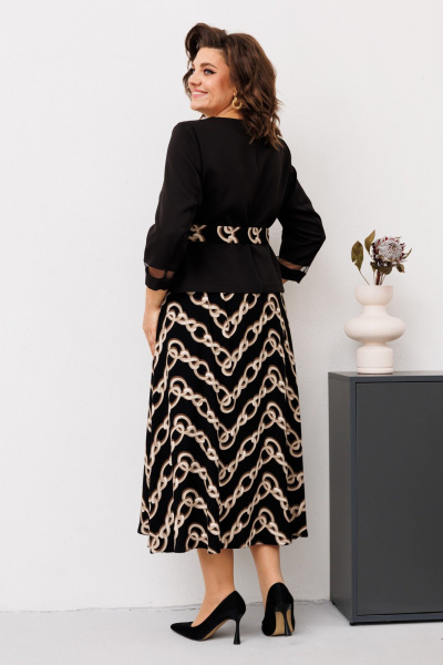 Деловой костюм дву предметный с юбкой и полуприлегающим блузоном Romanovich Style 2-2551 черный/цепи - фото 8