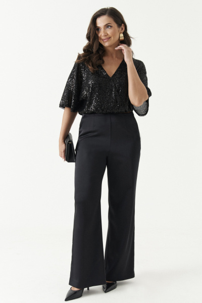 Торжественные брюки с фасоном и боковыми карманами Панда 199360w черный - фото 1
