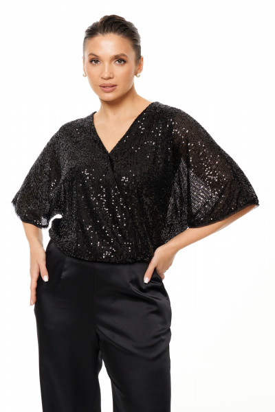 Торжественные брюки с фасоном и боковыми карманами Панда 199360w черный - фото 5