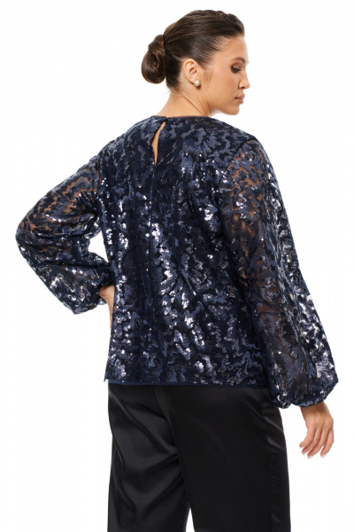 Нарядная блузка с пайетками иV вытачками для торжественных мероприятий Панда 200543w синий - фото 4