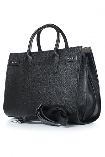 Емкая кожаная сумка черного цвета с регулируемым ремнем Galanteya 12024.24с838к45 черный/серкор - фото 1