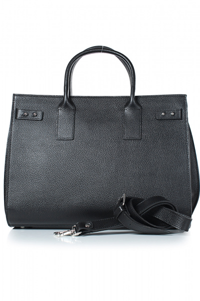 Емкая кожаная сумка черного цвета с регулируемым ремнем Galanteya 12024.24с838к45 черный/серкор - фото 2