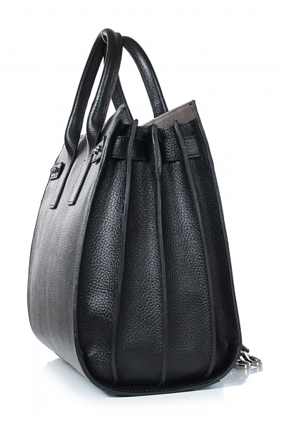 Емкая кожаная сумка черного цвета с регулируемым ремнем Galanteya 12024.24с838к45 черный/серкор - фото 4