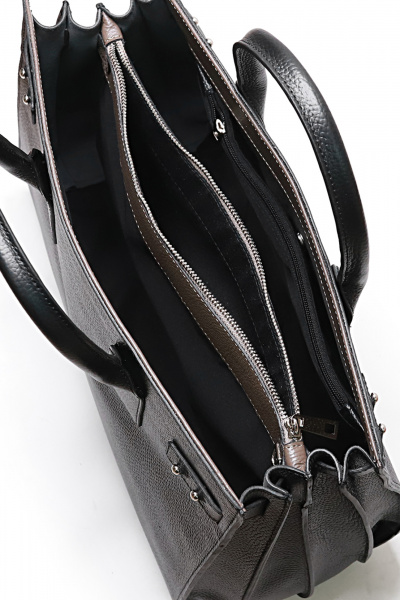Емкая кожаная сумка черного цвета с регулируемым ремнем Galanteya 12024.24с838к45 черный/серкор - фото 5