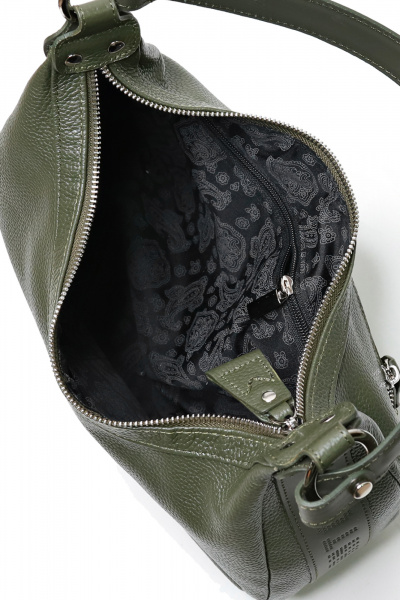 Маленькая кожаная сумка с декоративным тиснением и ручкой Galanteya 20623.23с973к45 оливковый - фото 5