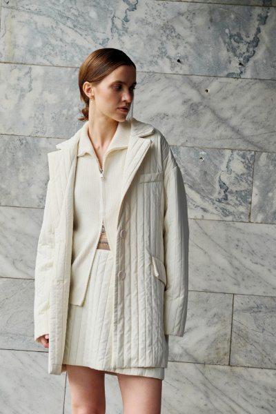 Демисезонная куртка-пиджак оверсайз на пуговицах Skipper Design 135 молочный - фото 4