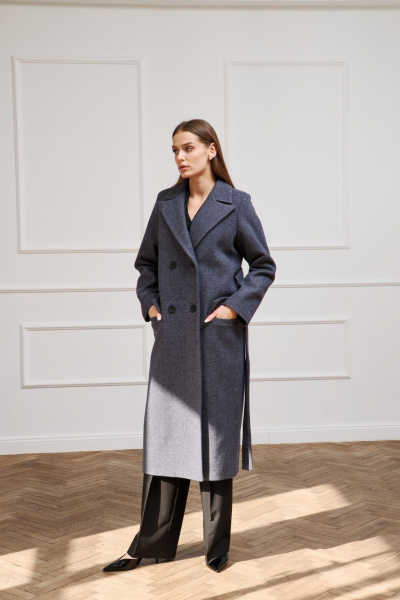 Зимнее пальто прямого кроя с утеплителем и двубортной застежкой Skipper Design 117 серый+утеплитель - фото 1