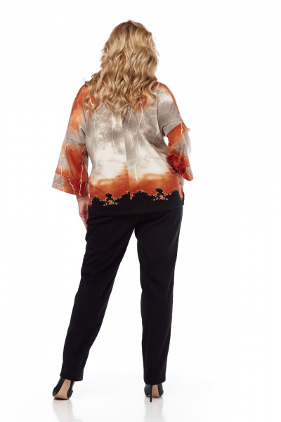 Свободная трикотажная блуза с принтом и V-образным вырезом Abbi 4051 бежево-коричневый - фото 10