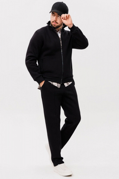 черный спортивный костюм из хлопка и трикотажа с стрелками GO m3086/40-02.176-182 - фото 1