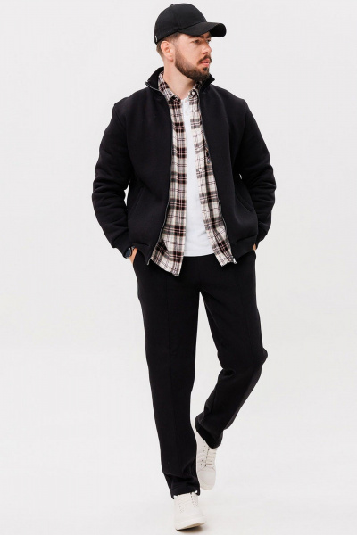 черный спортивный костюм из хлопка и трикотажа с блоками GO m3086/40-02.182-188 - фото 4