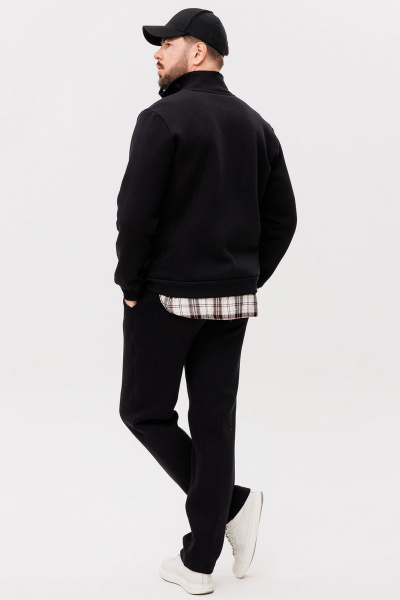 черный спортивный костюм из хлопка и трикотажа с блоками GO m3086/40-02.182-188 - фото 3