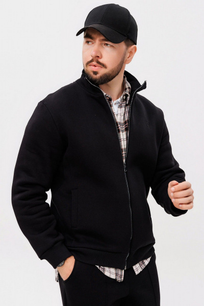 черный спортивный костюм из хлопка и трикотажа с блоками GO m3086/40-02.182-188 - фото 2