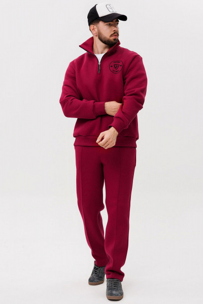 красный спортивный костюм из хлопка и трикотажа с вышивкой GO m3087/12-01.182-188 - фото 1