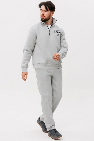 серый спортивный костюм из хлопка и трикотажа с вышивкой GO m3087/29-01.176-182 - фото 1