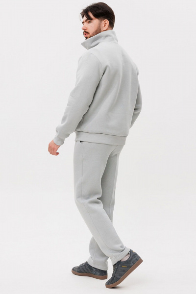 серый спортивный костюм из хлопка и трикотажа с вышивкой GO m3087/29-01.182-188 - фото 4