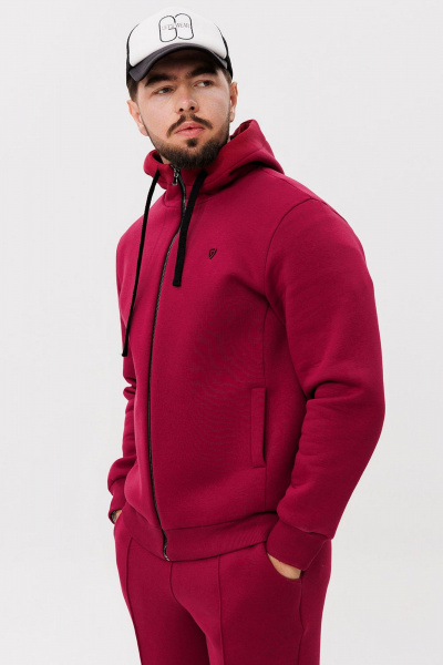 Красный зип-худи с функцкарманами и двойным капюшоном GO m4085/12-01.182-188 - фото 3
