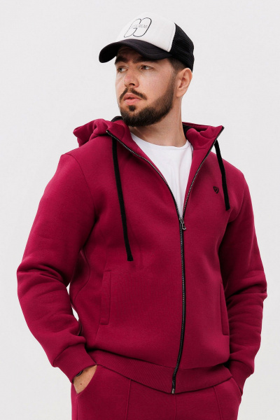 Красный зип-худи с функцкарманами и двойным капюшоном GO m4085/12-01.182-188 - фото 1