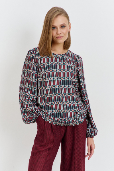 блузка из плательной ткани с вытачками и разрезами AG Green G547/3 терракотовый - фото 6