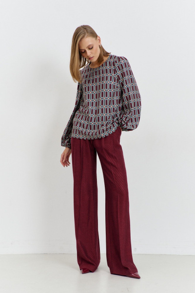 блузка из плательной ткани с вытачками и разрезами AG Green G547/3 терракотовый - фото 5