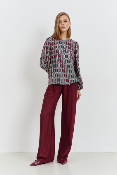 блузка из плательной ткани с вытачками и разрезами AG Green G547/3 терракотовый - фото 4