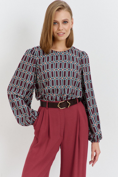 блузка из плательной ткани с вытачками и разрезами AG Green G547/3 терракотовый - фото 1