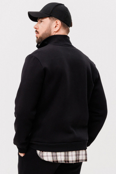 Черный стильный джемпер из трикотажа с молнией GO m4086/40-02.182-188 - фото 3