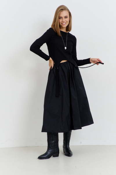 черный женский джемпер из трикотажа с металломыми рамками AG Green G545/9 черный - фото 5