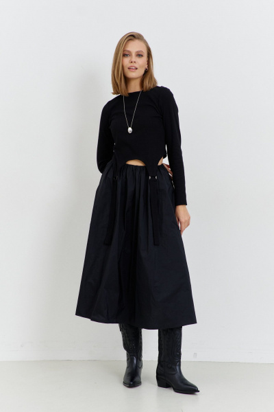 черный женский джемпер из трикотажа с металломыми рамками AG Green G545/9 черный - фото 4