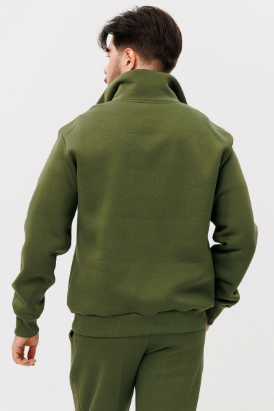 Зеленый демисезонный джемпер с вышивкой и классической посадкой GO m4087/28-02.176-182 - фото 2