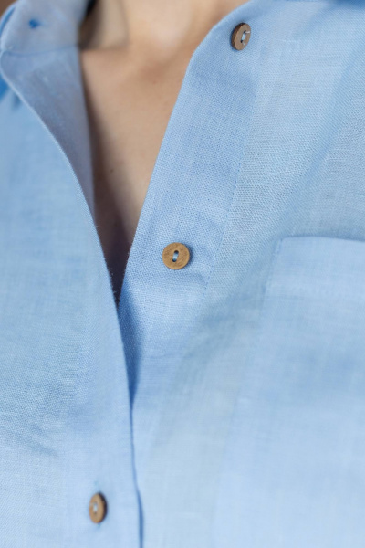 Брюки палаццо и рубашка из льна свободного кроя Twok 200811 голубой - фото 4