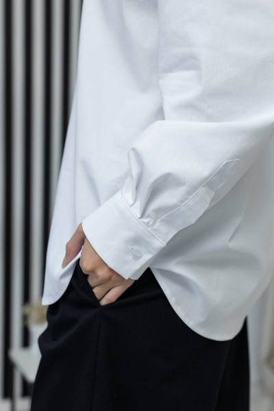 Белая базовая рубашка на пуговицах с длинным рукавом Twok 220001 белый - фото 4