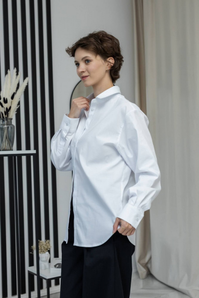 Белая базовая рубашка на пуговицах с длинным рукавом Twok 220001 белый - фото 2