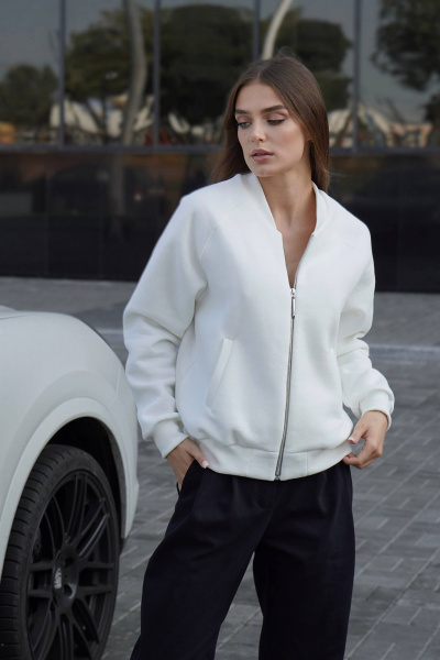 Белый спортивный костюм из футера с декоративной строчкой Twok 300550 белый - фото 5