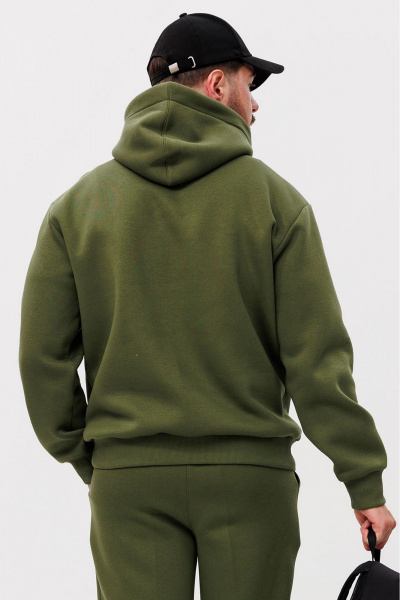 Зеленое демисезонное худи с печатью и функциональным карманом GO m4090/28-02.182-188 - фото 2