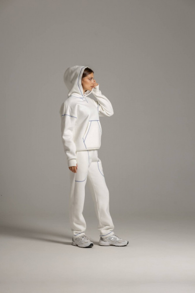 Белый спортивный костюм с красной отстрочкой из футера Twok 300554 белый - фото 8