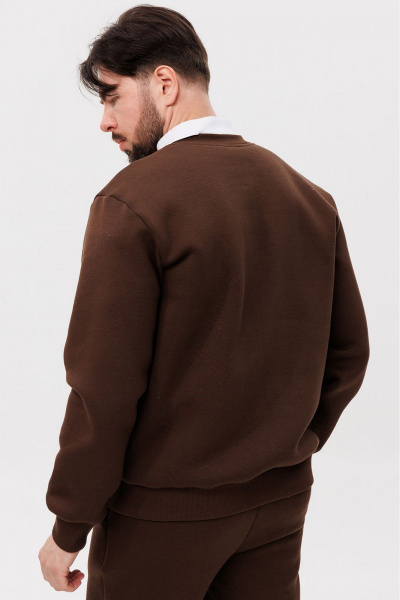 Коричневый демисезонный свитшот с вышивкой и классической посадкой GO m4091/23-03.182-188 - фото 3