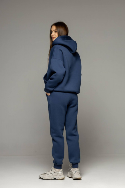 Комплект брюки и худи из премиального начесного футера Twok 300814 индиго - фото 3