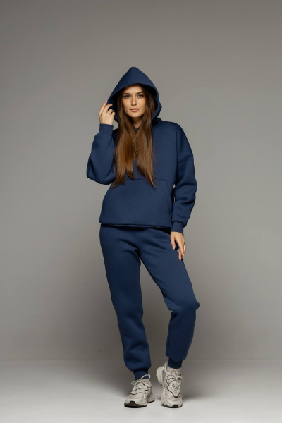 Комплект брюки и худи из премиального начесного футера Twok 300814 индиго - фото 1