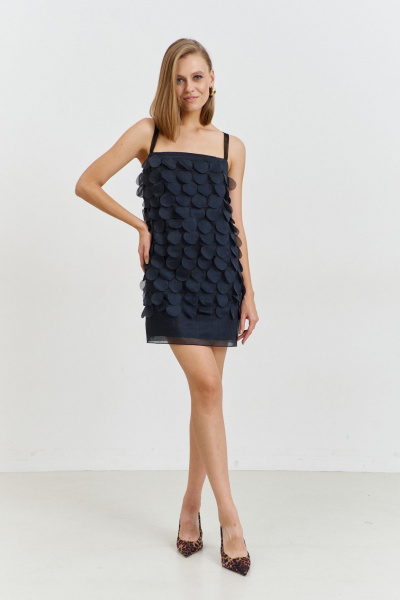 Черное платье из плательной ткани на бретелях длиной до колена AG Green G545/1 черный - фото 2