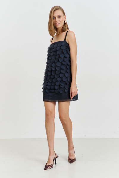 Черное платье из плательной ткани на бретелях длиной до колена AG Green G545/1 черный - фото 11