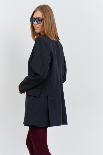 Серый демисезонный жакет из костюмной ткани с V-образным вырезом AG Green G542/4 серый - фото 2