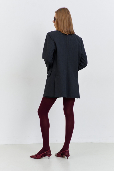 Серый демисезонный жакет из костюмной ткани с V-образным вырезом AG Green G542/4 серый - фото 7