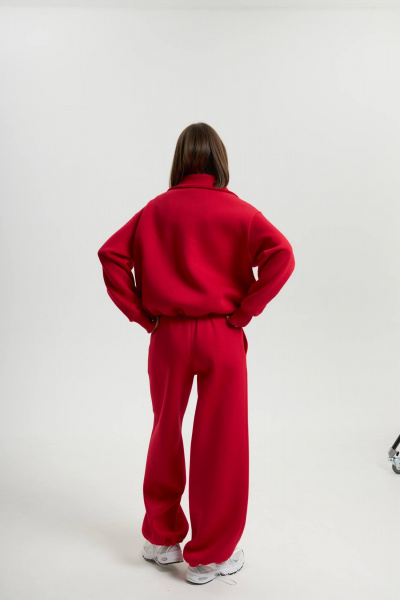 Элегантный спортивный костюм из футера с высоким воротником красный Twok 300902 красный - фото 6