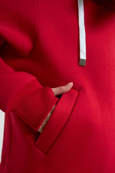 Костюм с капюшоном и брюками палаццо из качественного футера Twok 300912 красный - фото 7