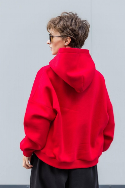 Худи с капюшоном и брюки на манжете из премиального футера Twok 300922 красный - фото 5
