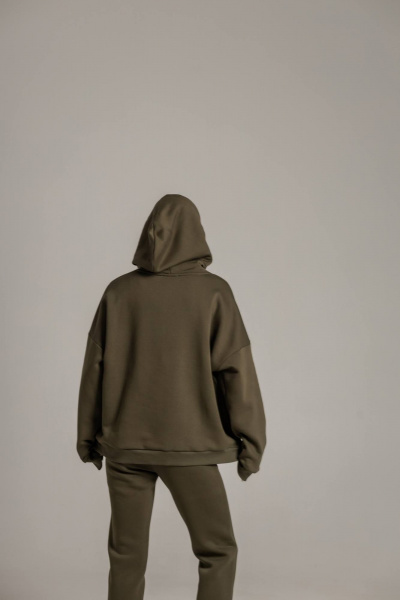 Худи с карманом кенгуру и брюки из премиального футера с начесом Twok 300993 хаки - фото 4