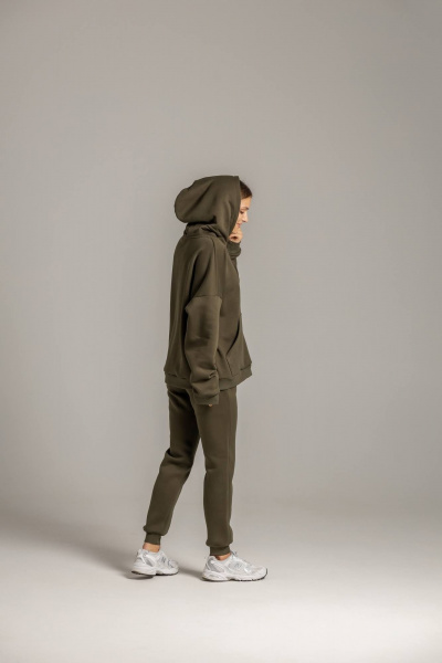 Худи с карманом кенгуру и брюки из премиального футера с начесом Twok 300993 хаки - фото 2