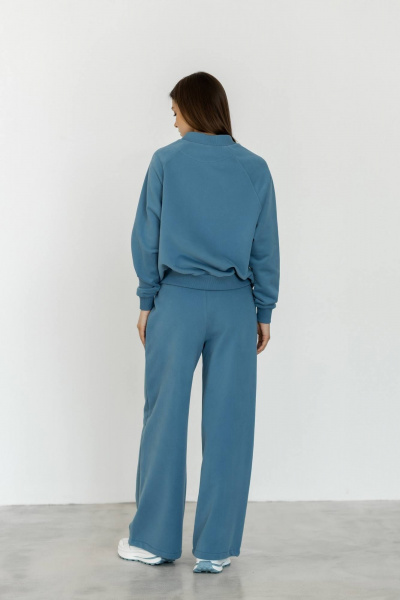 Комплект из футера с велюром: брюки и джемпер для повседневного стиля Twok 400807 деним - фото 9